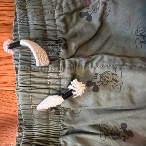 GAP Disney Olive Green Mickey Mouse Print Drawstring Shorts - Picture 2 of 5
